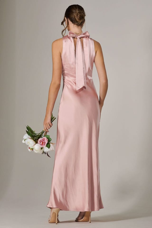 Jolie Moi Jolie Moi Women's Halter Neck Maxi Dress in Pink - 2