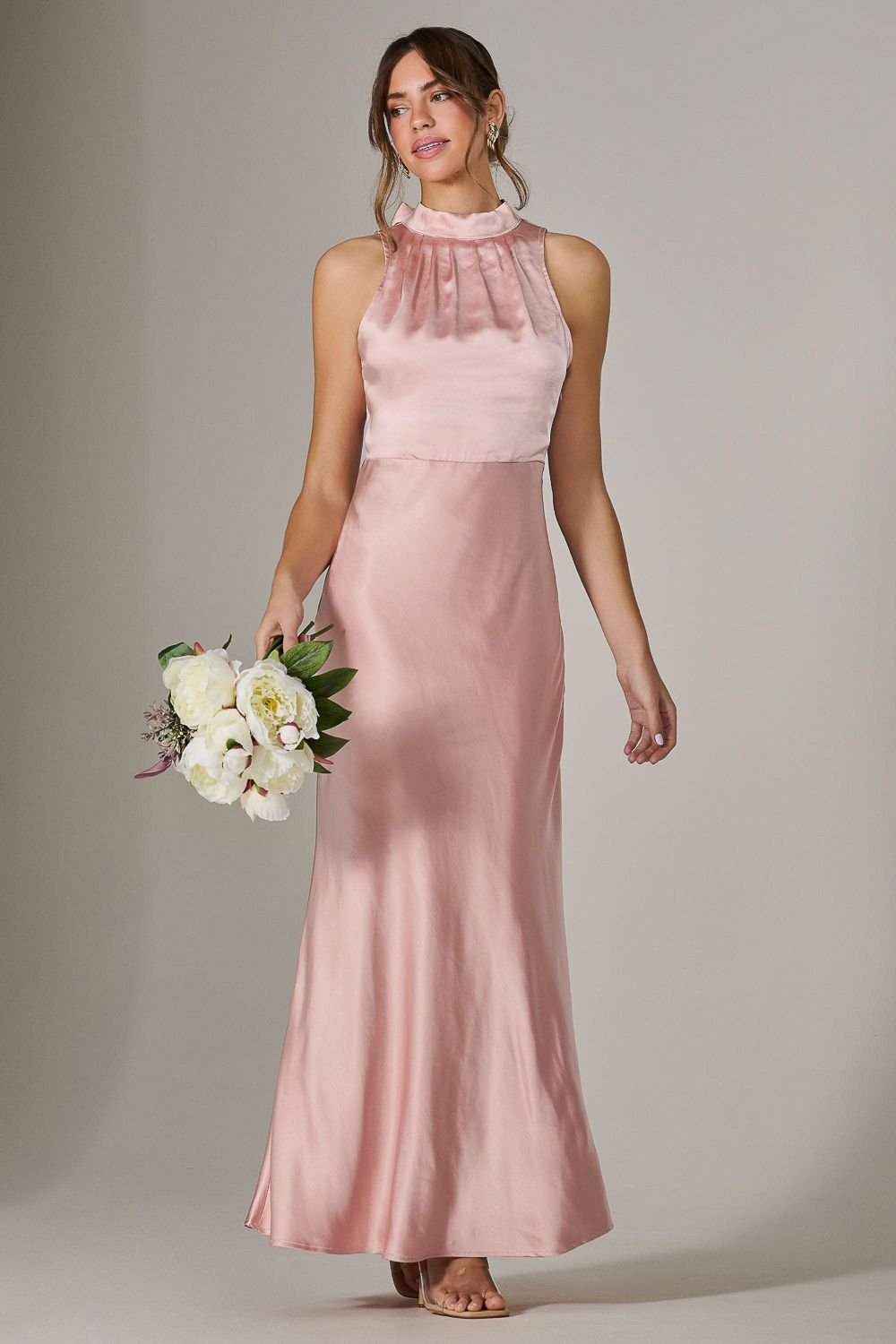 Jolie Moi Jolie Moi Women's Halter Neck Maxi Dress in Pink - 3