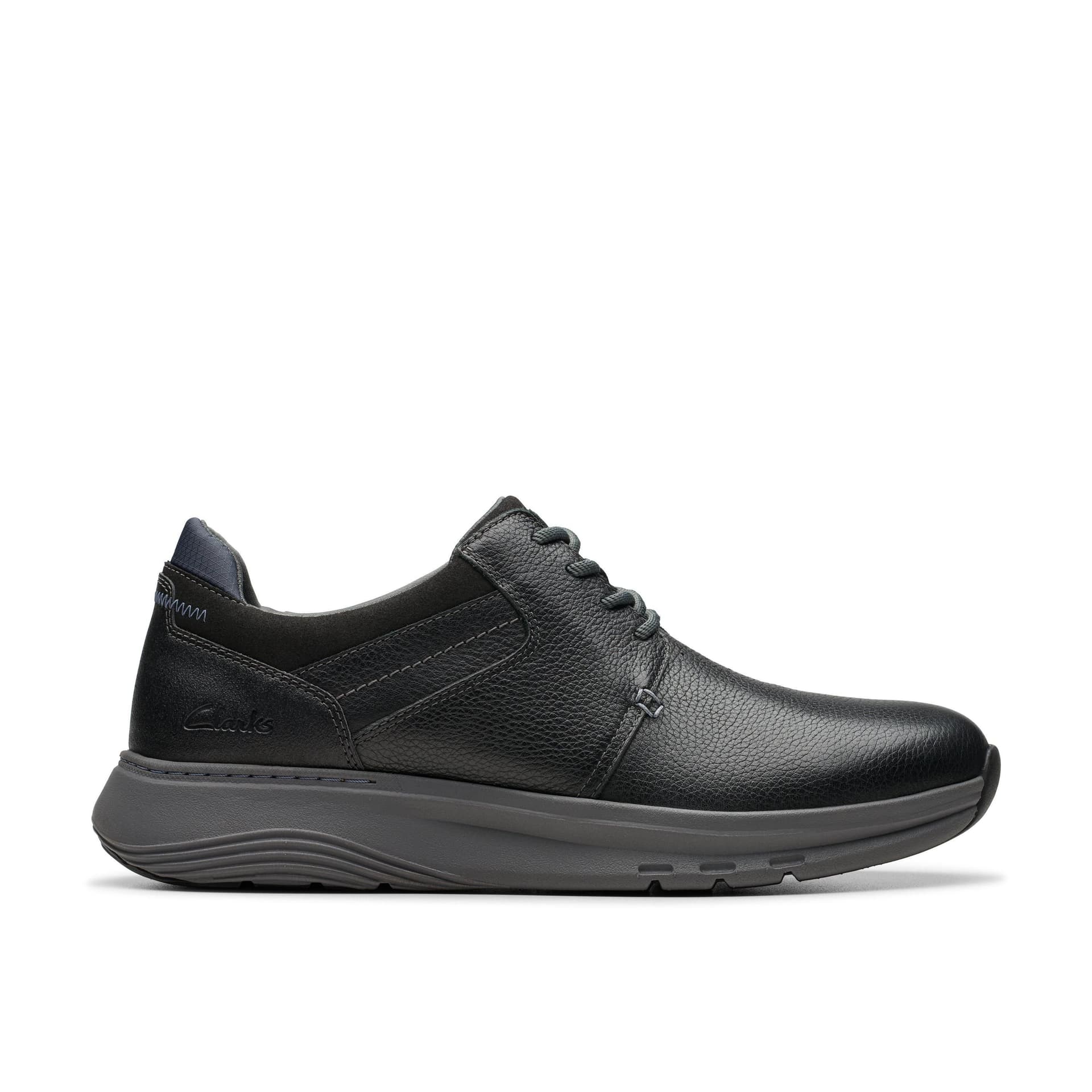 Clarks Clarks Men's Motion Trek PT Black Leather Trainers, Lace Up, Walking