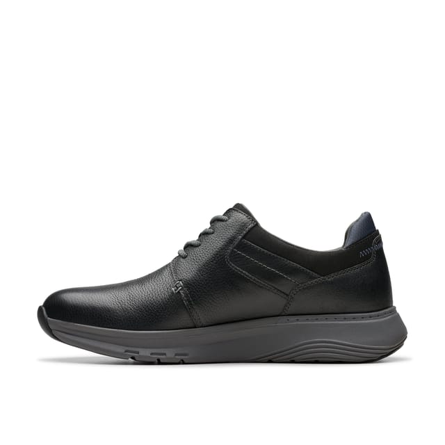 Clarks Clarks Men's Motion Trek PT Black Leather Trainers, Lace Up, Walking - 2