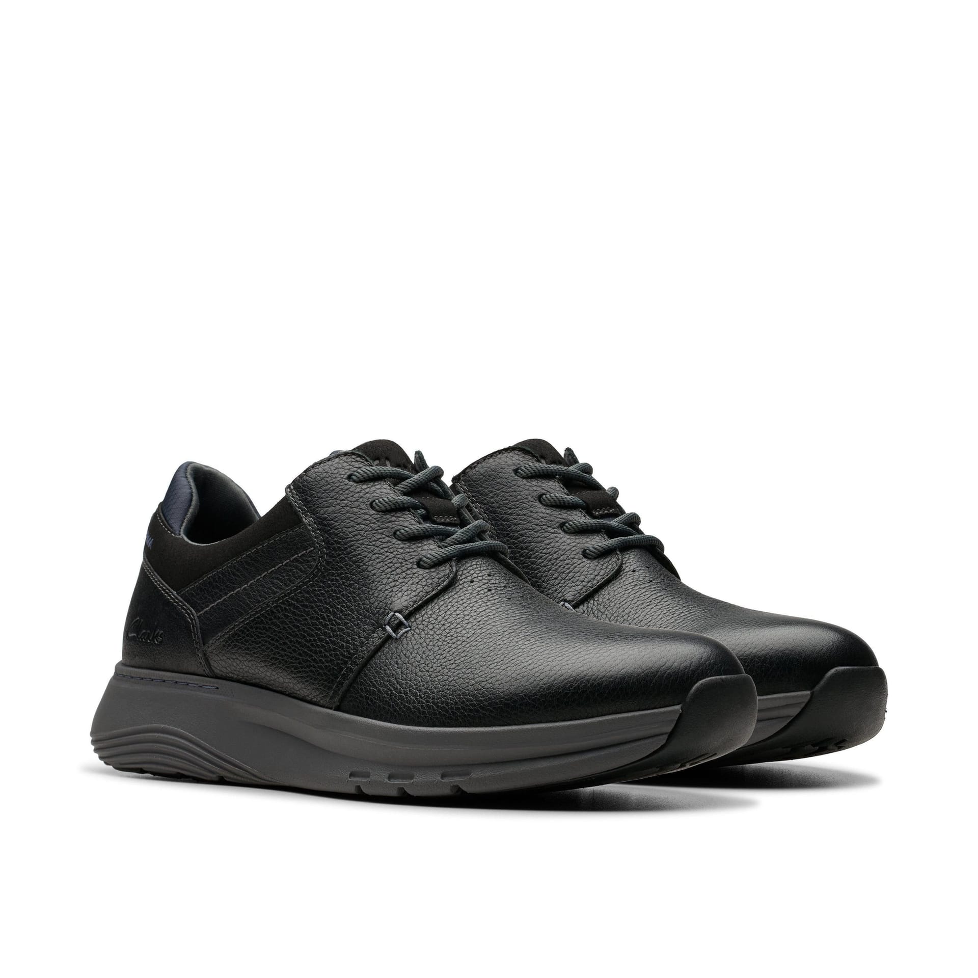 Clarks Clarks Men's Motion Trek PT Black Leather Trainers, Lace Up, Walking - 4
