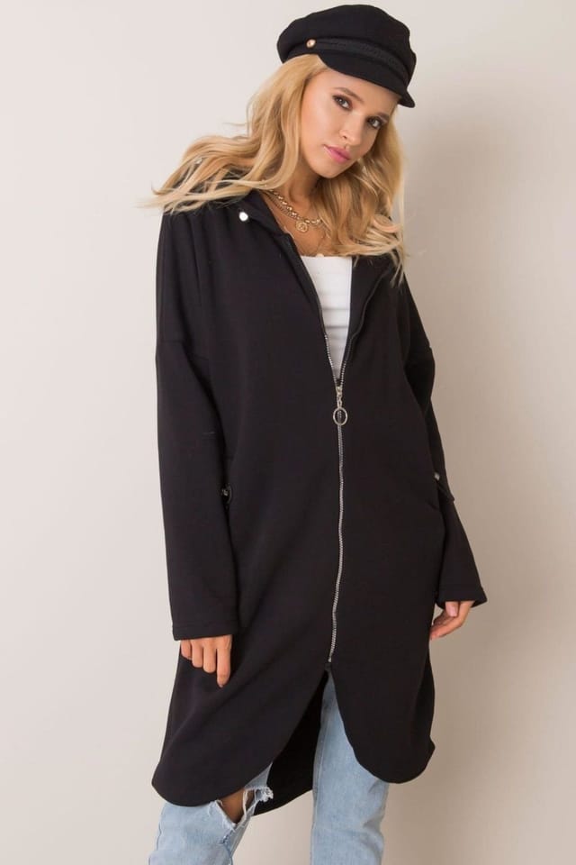 Love Lace Love Lace Women's Zip Front Extended Hoodie Sweatshirt in Black - 3