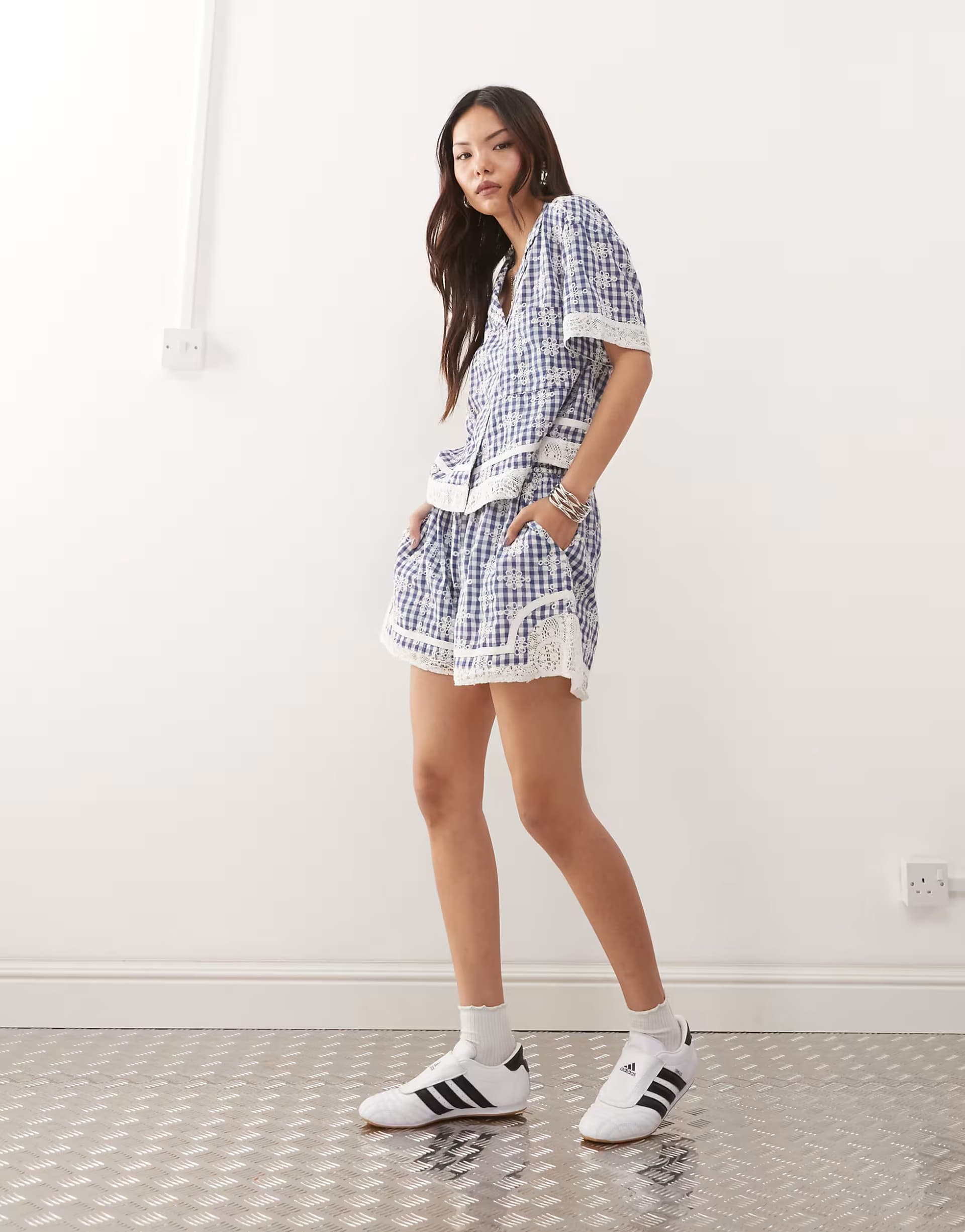 ASOS ASOS Reclaimed Vintage Boxy Shorts with Crochet Trim