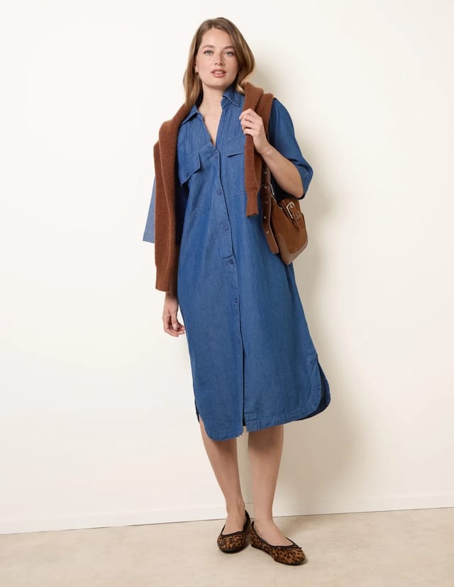 Blue Vanilla Button Front Denim Shirt Dress - 2