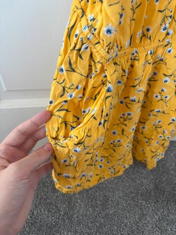 H&M Yellow flowery playsuit romper dress with pockets, H&M