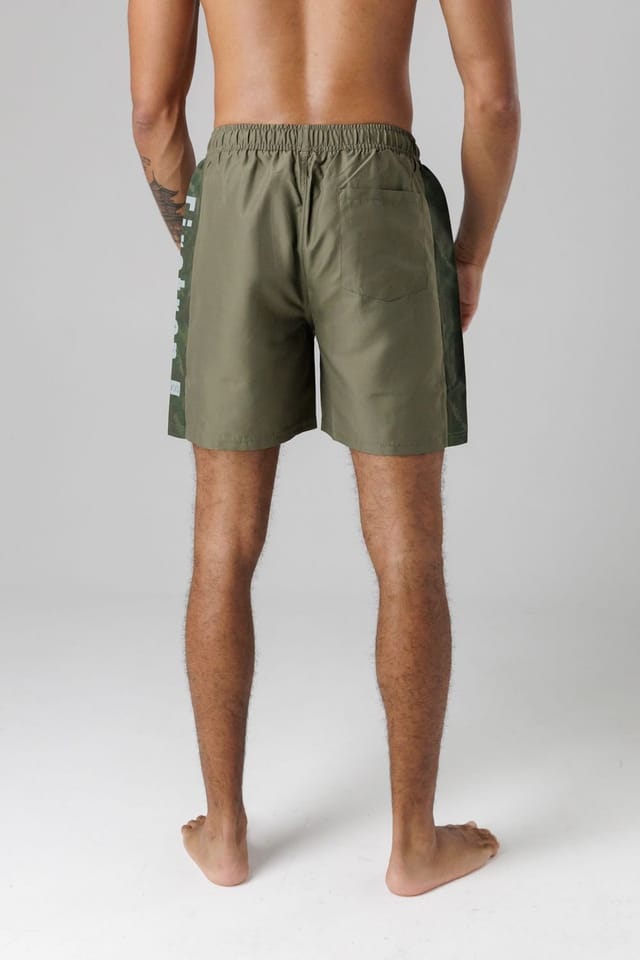 Firetrap Firetrap Men's Regular Fit Swim Shorts with Elasticated Drawstring Waist in Khaki - 2