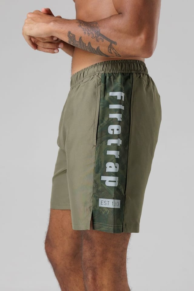Firetrap Firetrap Men's Regular Fit Swim Shorts with Elasticated Drawstring Waist in Khaki - 3