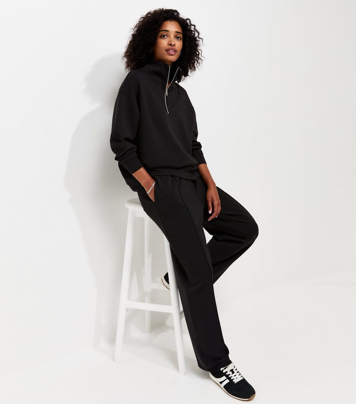 New Look Black Premium Jersey Wide Leg Joggers