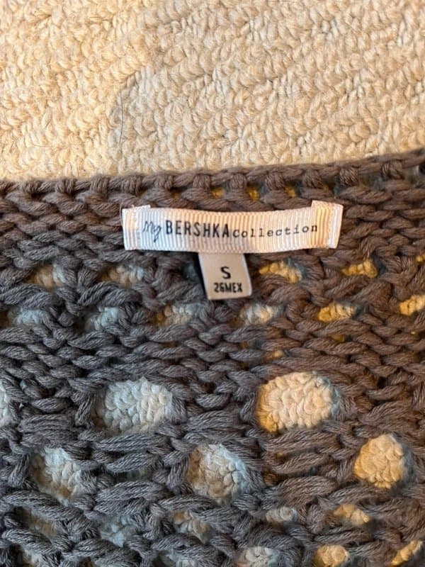 Bershka Brown oversized crochet cardigan