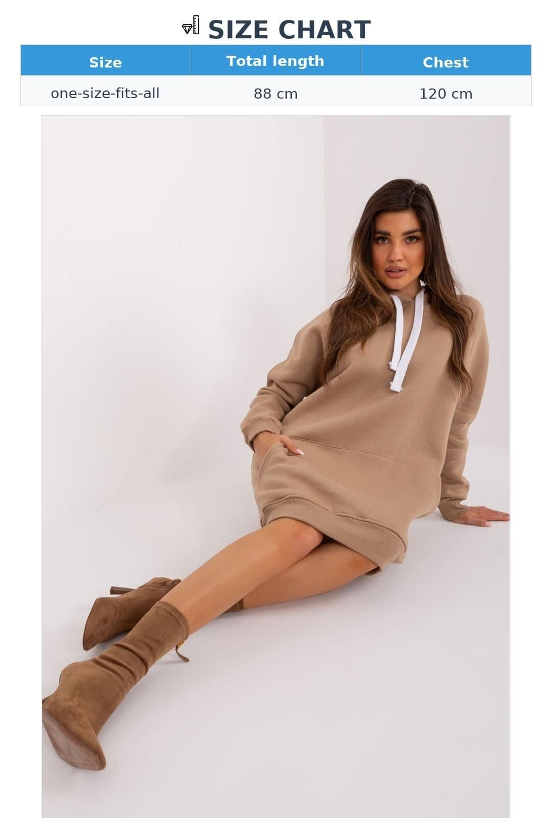 Love Lace Love Lace Women's Long Hooded Insulated Sweatshirt with Pocket in Beige - 4