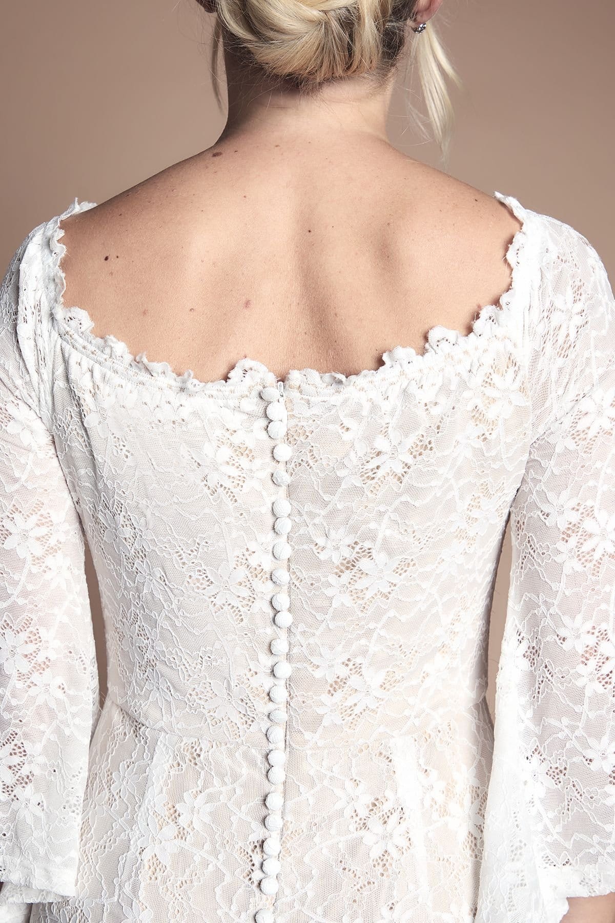 Coast Coast Women's Honoured Petite Bardot Boho Lace Fishtail Wedding Dress in Ivory - 4
