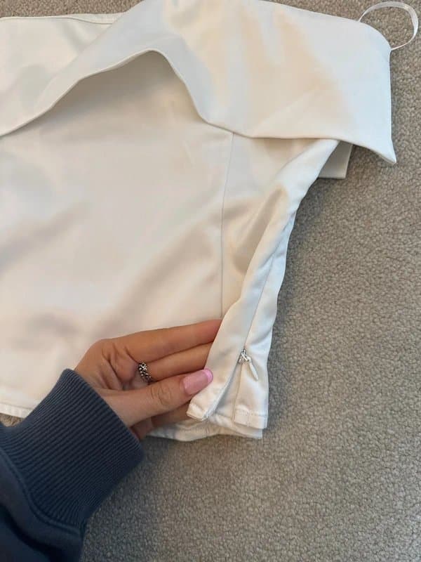 Bershka Bershka Satin Off White Bandeau