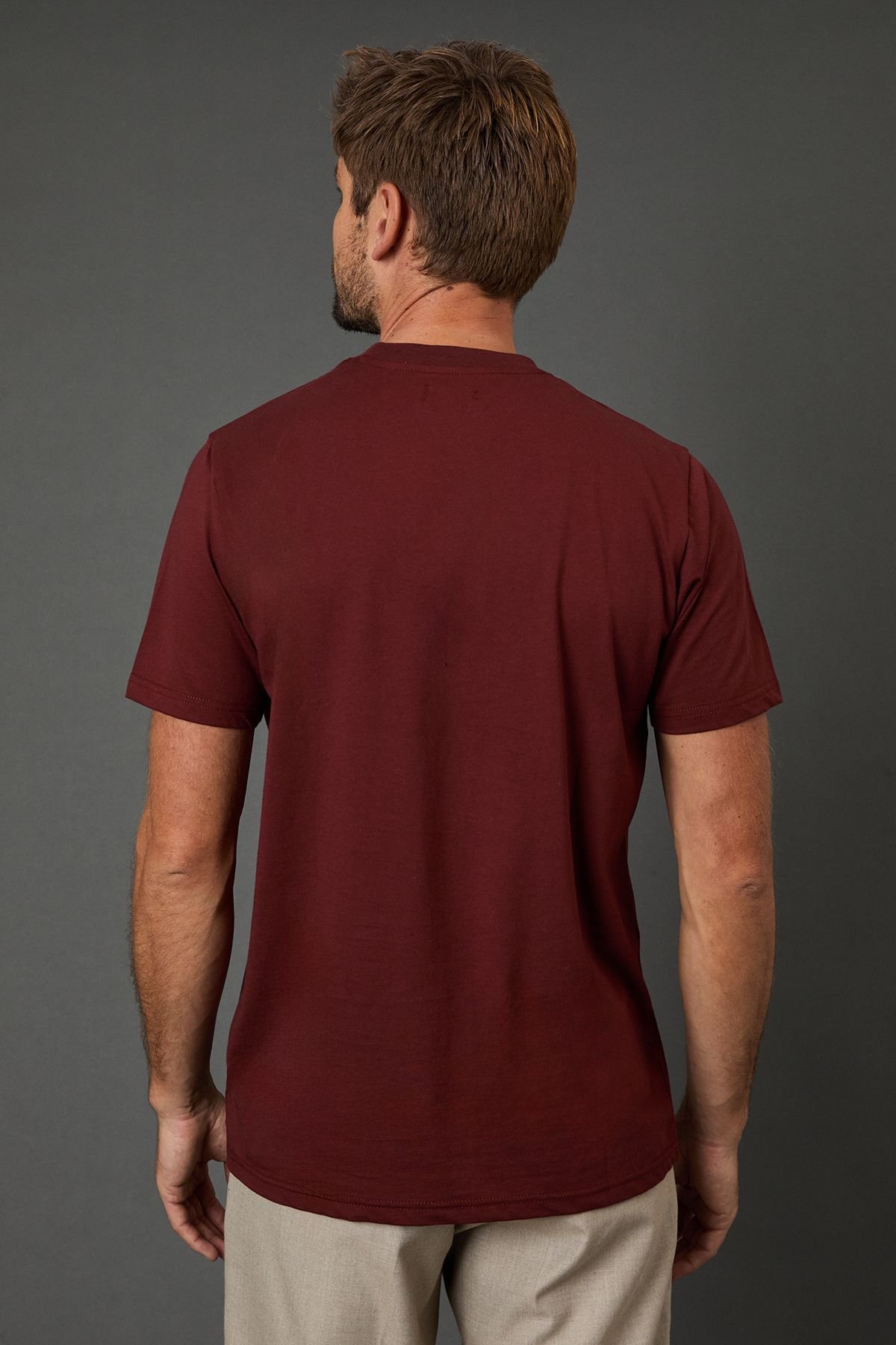 Maine Maine Men's Dark Red Short Sleeve T-Shirt With Pocket - 3