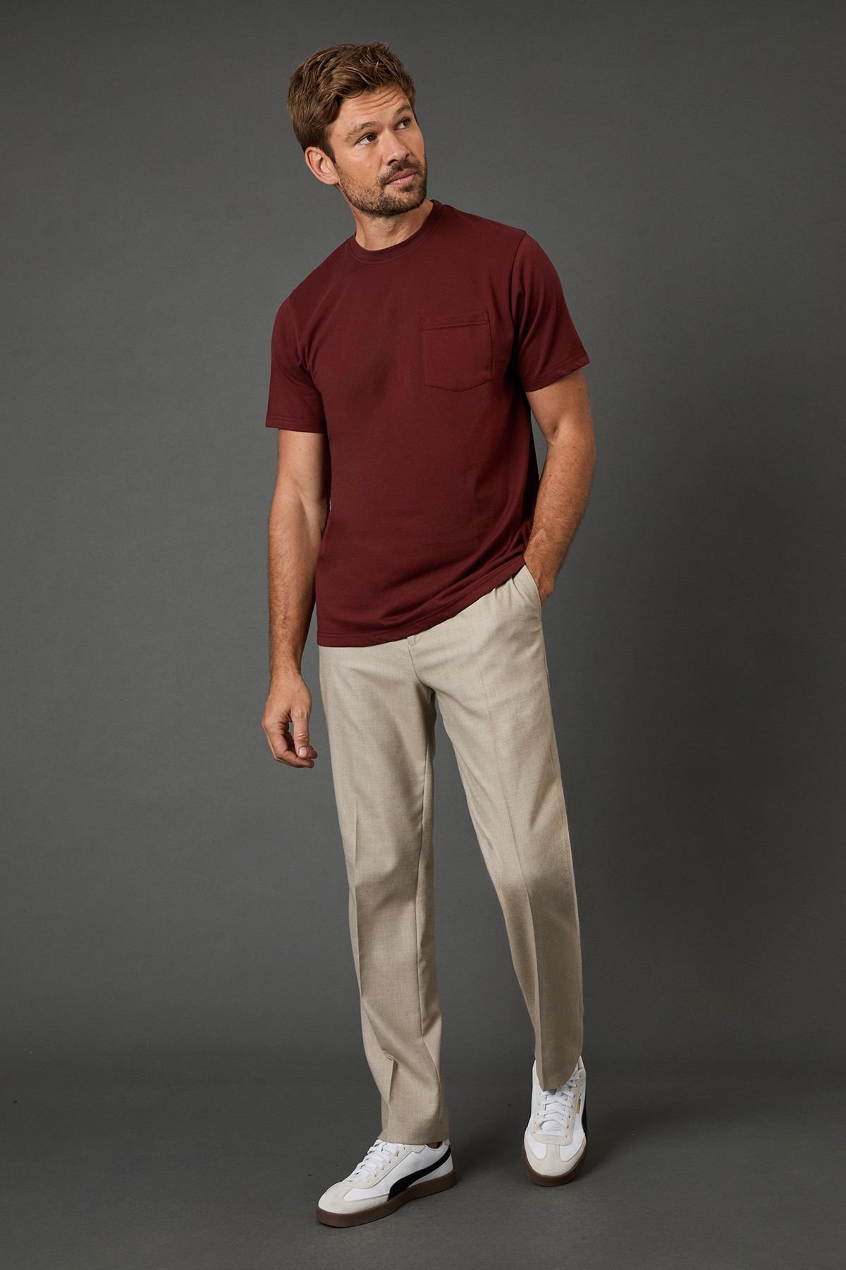 Maine Maine Men's Dark Red Short Sleeve T-Shirt With Pocket - 4