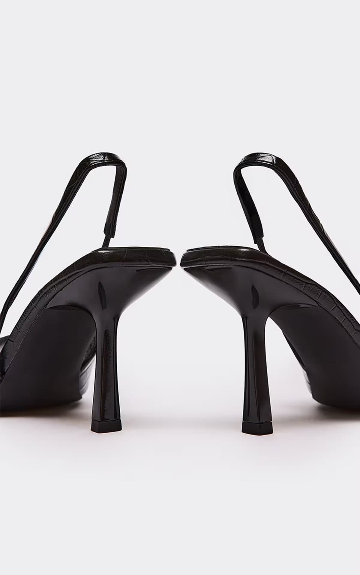 EGO EGO Black Croc Print Faux Leather Slingback Court Heel, Women's