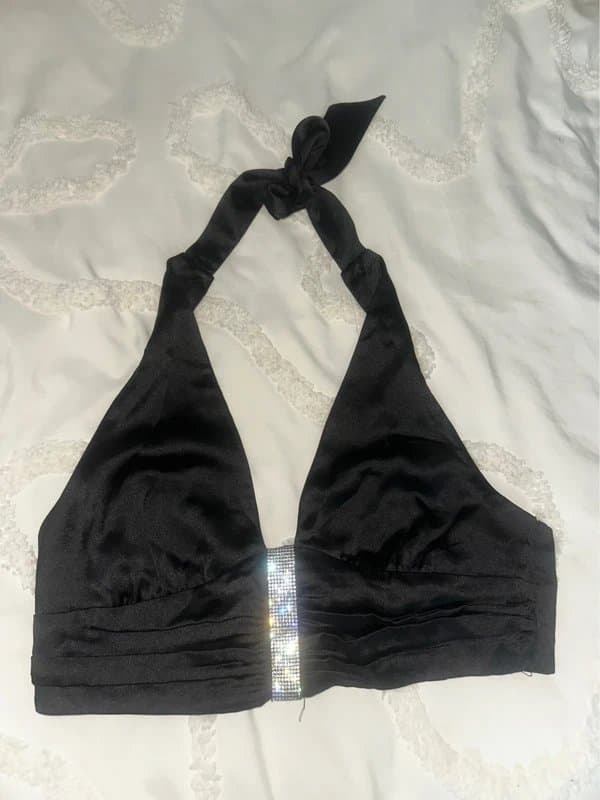 Bershka Bershka satin/ silk hater neck tie up top