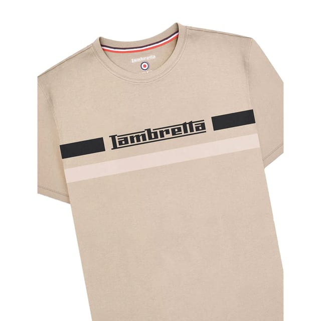 Lambretta Lambretta Men's Chest Stripe T-Shirt in Light Brown - 3