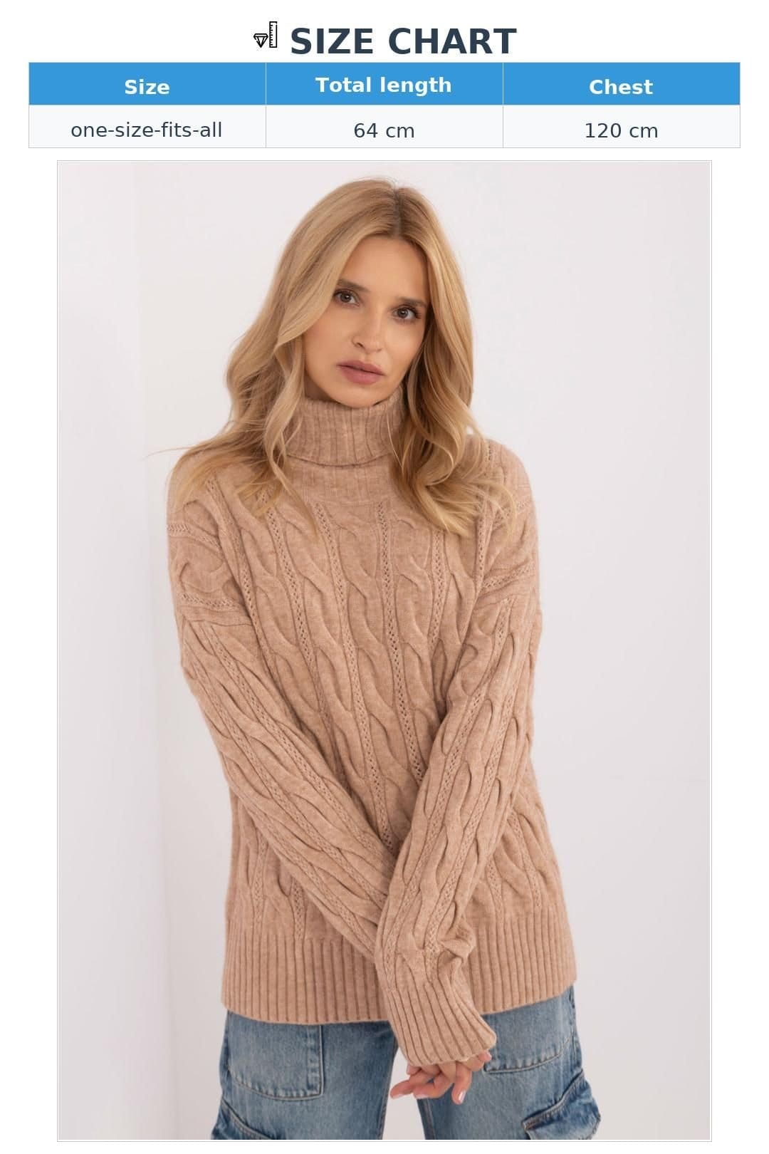 Love Lace Love Lace Women's Turtleneck Sweater Acrylic Polyester Blend in Camel - 4