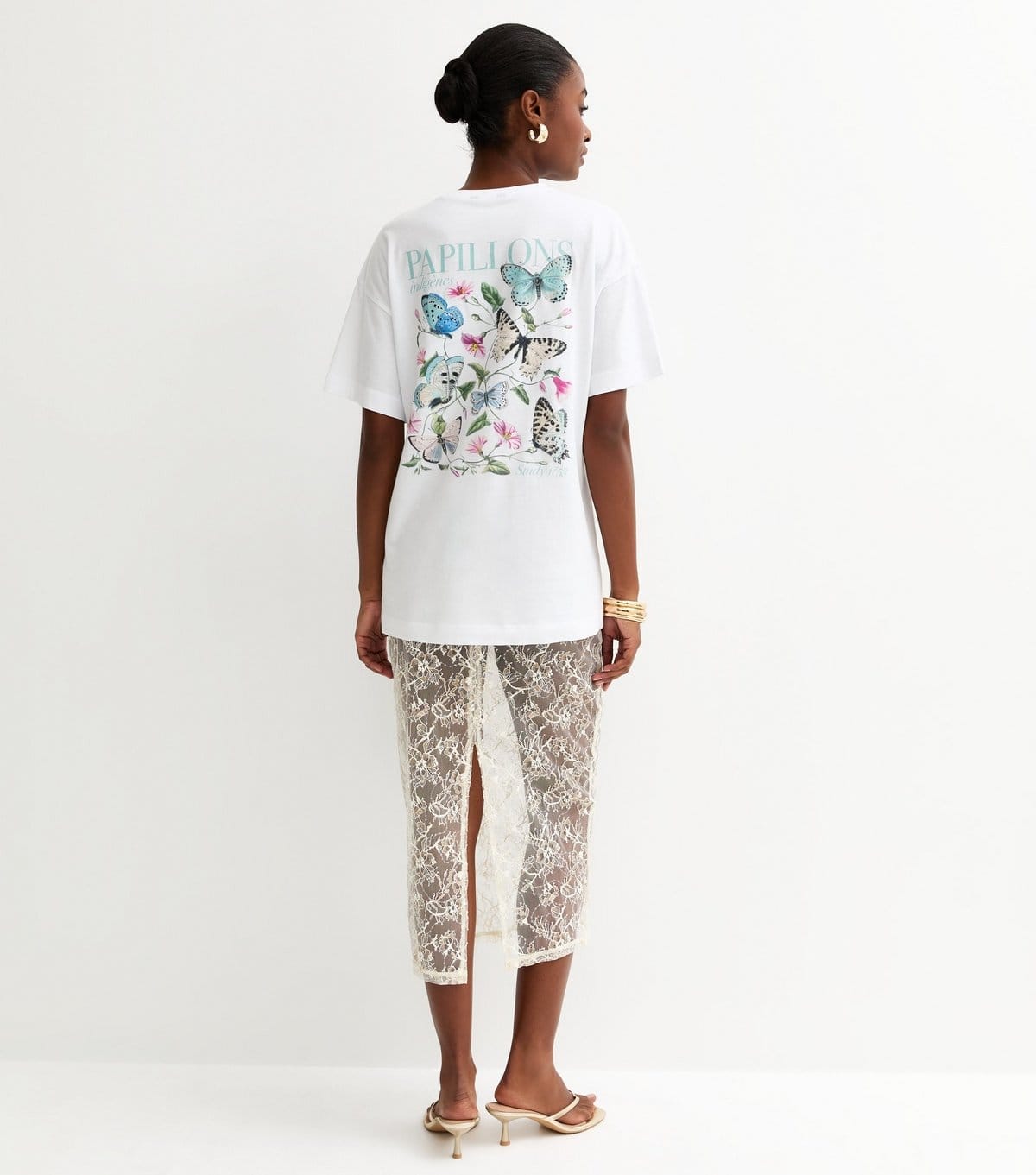 New Look White Butterfly Print Oversized Tee