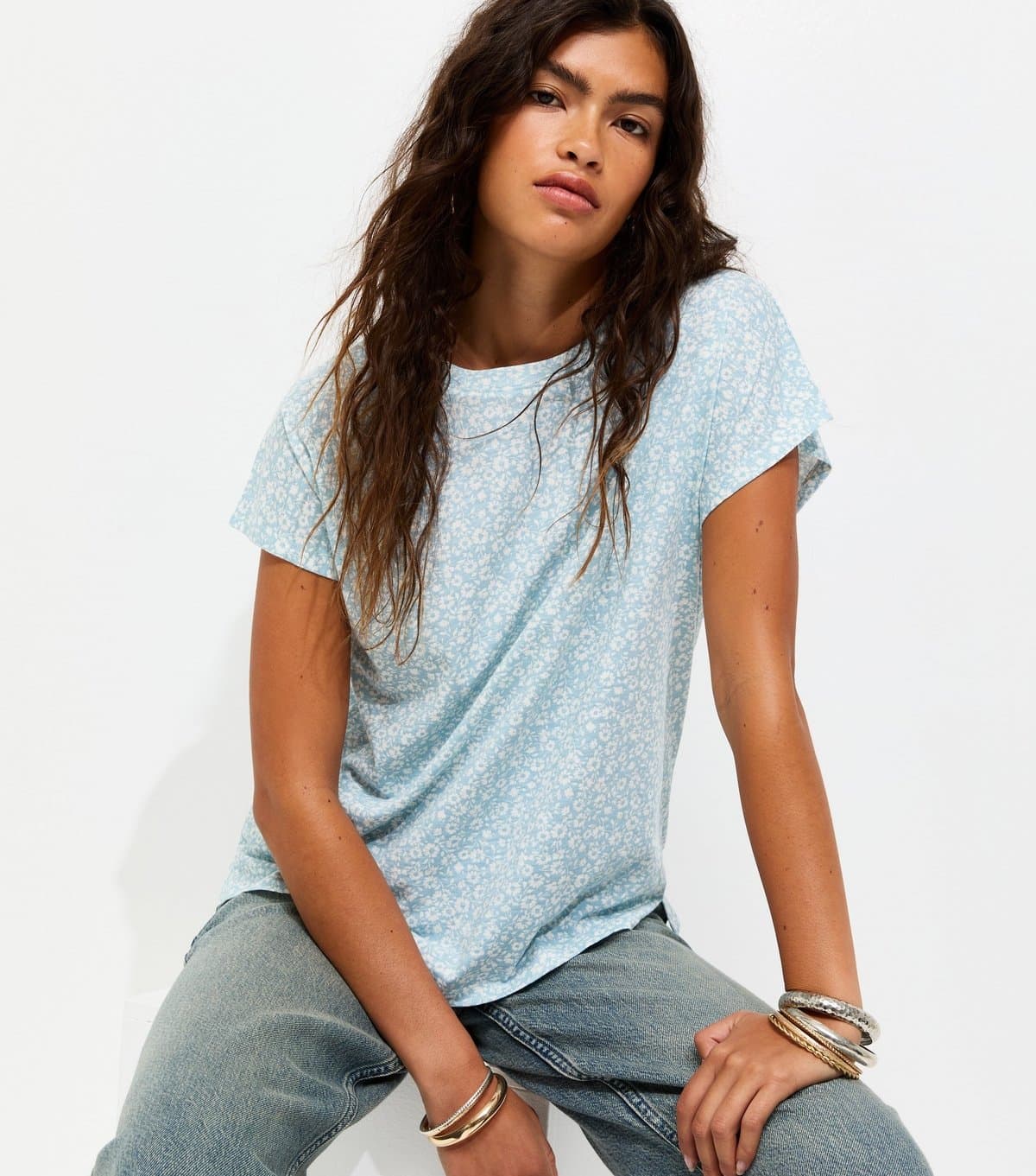 New Look Women's Blue Ditsy Grown On Tee New Look
