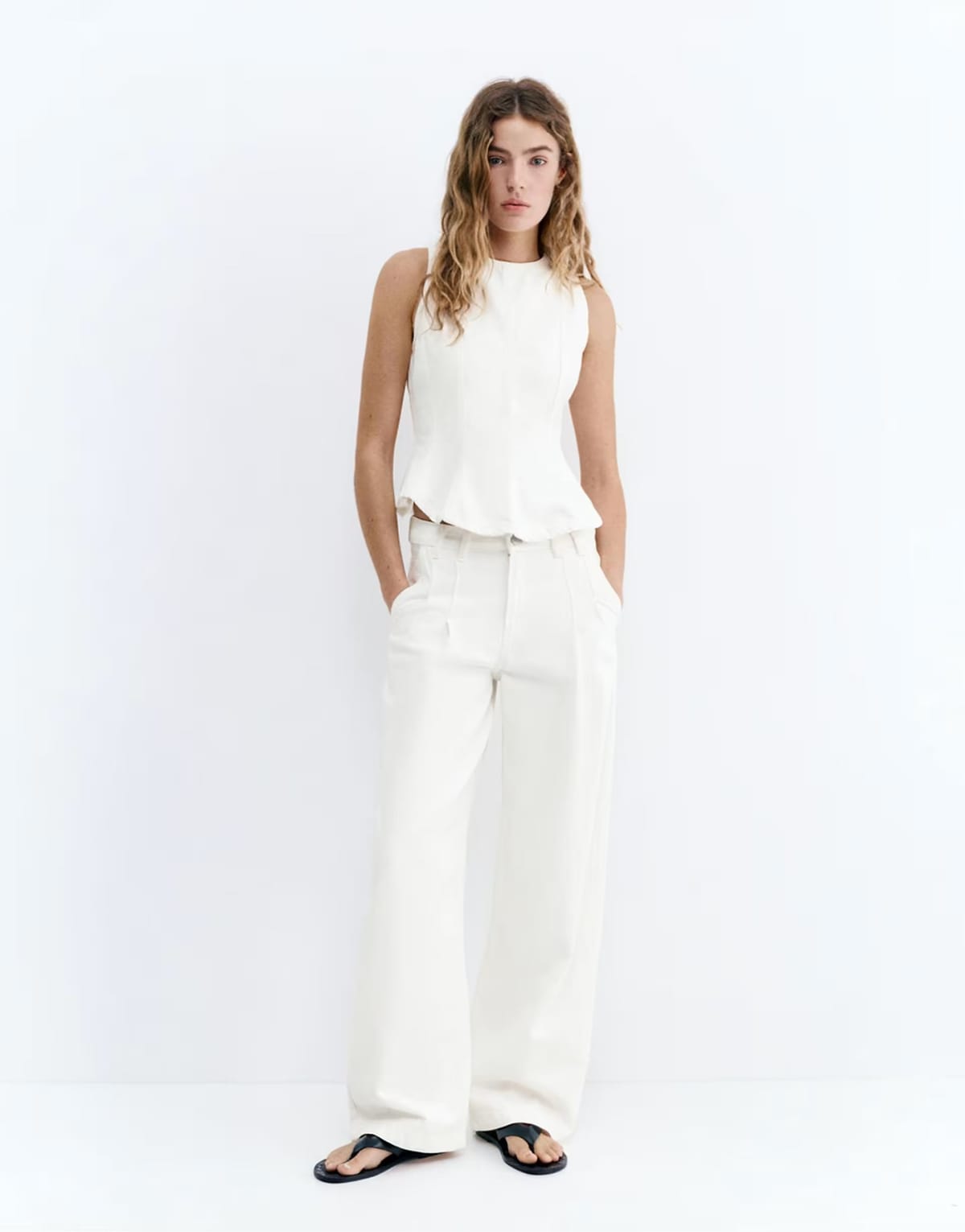 ASOS Pull&bear white peplum denim set - 1