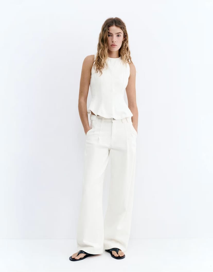 ASOS Pull&bear white peplum denim set - 1