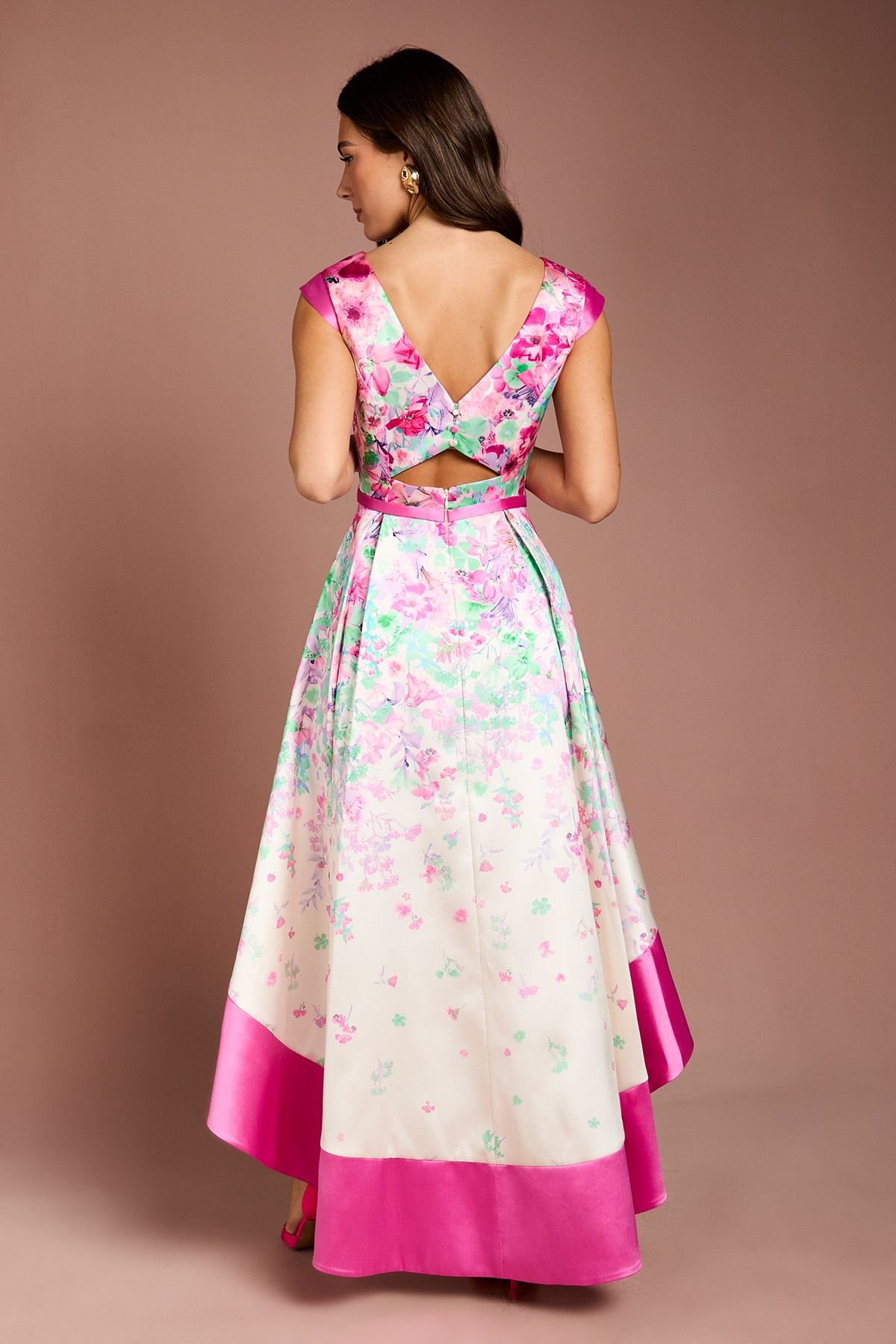 Coast Coast Women's Twill Hi-Lo Floral Printed Midi Dress in Ivory - 3