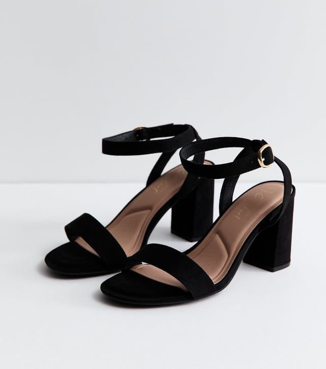 New Look Women's Wide Fit Black Faux Suede Single Strap Sandals Vegan New Look - 2