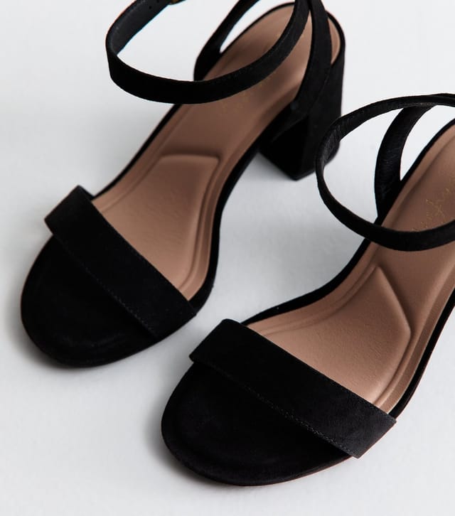 New Look Women's Wide Fit Black Faux Suede Single Strap Sandals Vegan New Look - 3