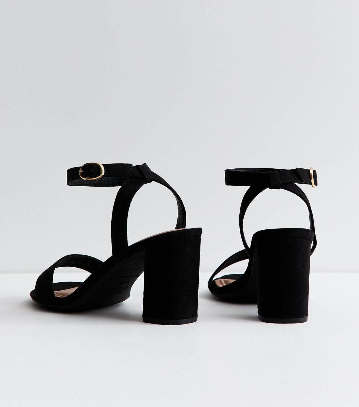 New Look Women's Wide Fit Black Faux Suede Single Strap Sandals Vegan New Look - 4