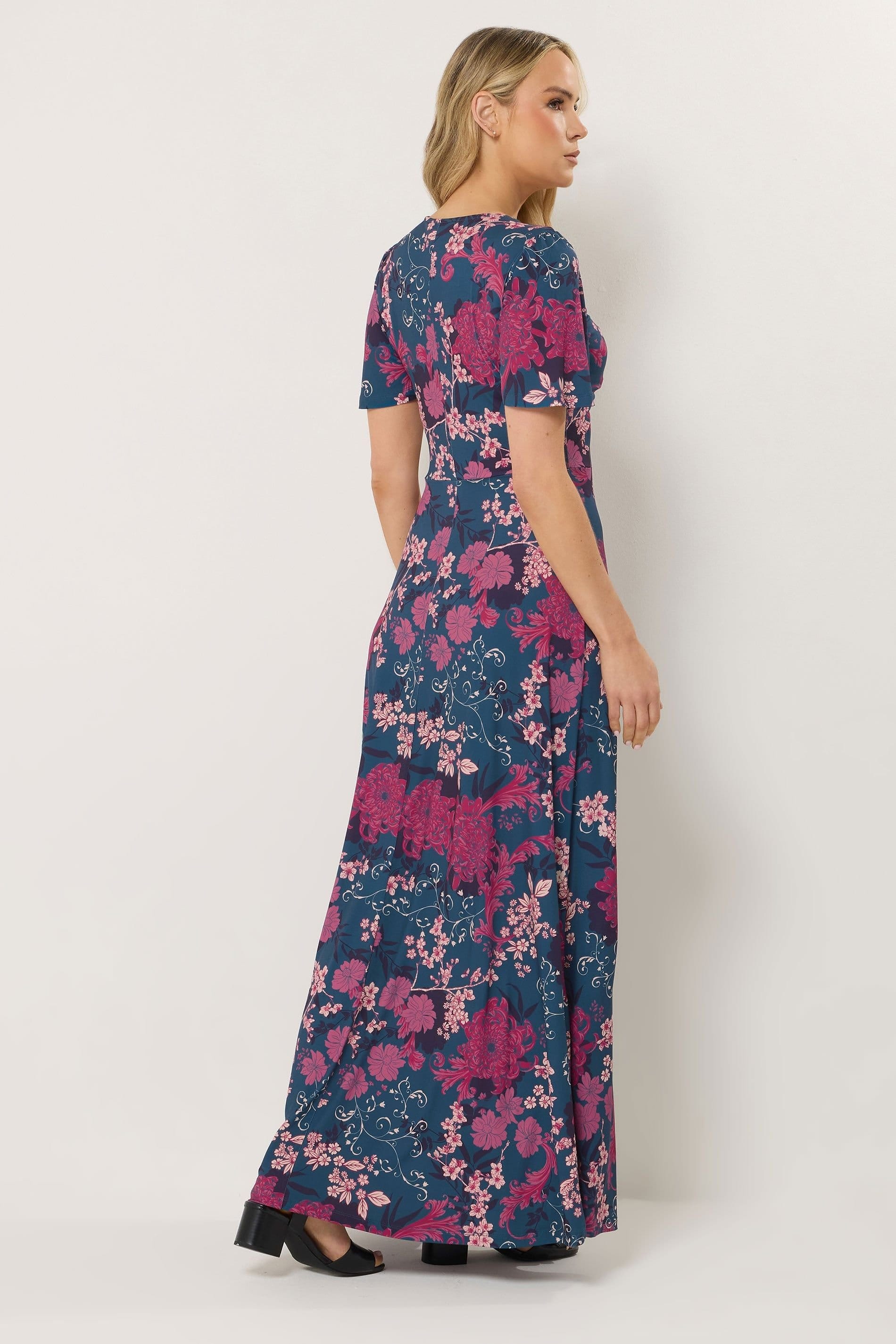 Long Tall Sally Long Tall Sally Women's Tall Floral Twist Front Maxi Dress in Dark Blue - 4