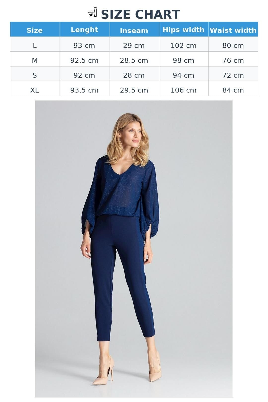 Love Lace Love Lace Women's Tapered Brocade Stripe Trousers Elastic Waist in Blue - 4