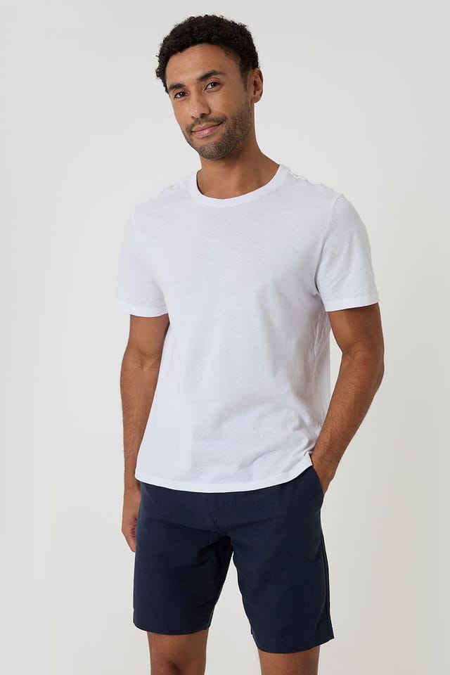 Threadbare Threadbare Men's Linen Blend Shorts with Belt in Navy - 3