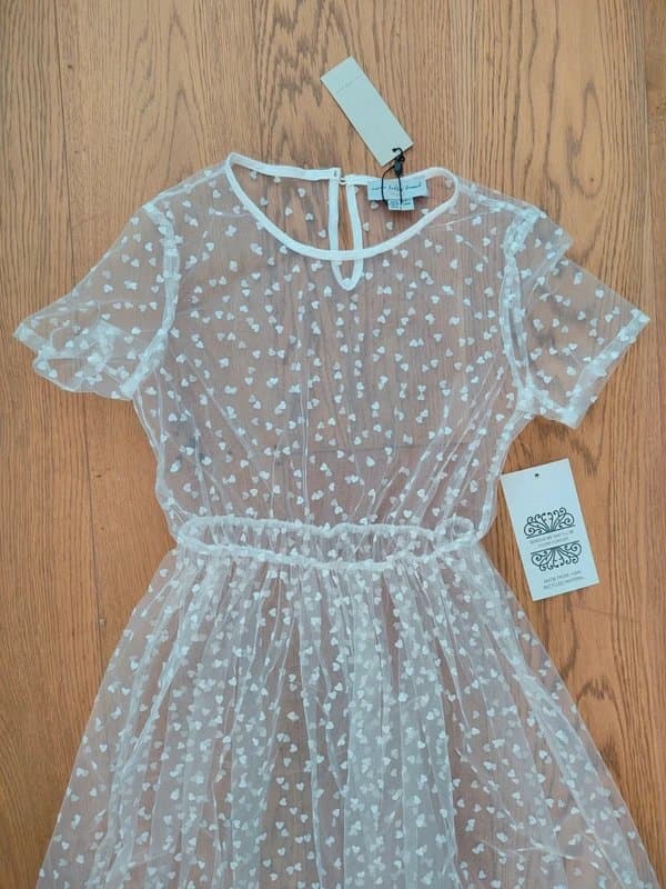 Never Fully Dressed Never Fully Dressed White Heart Fllocked Billie Dress size UK10