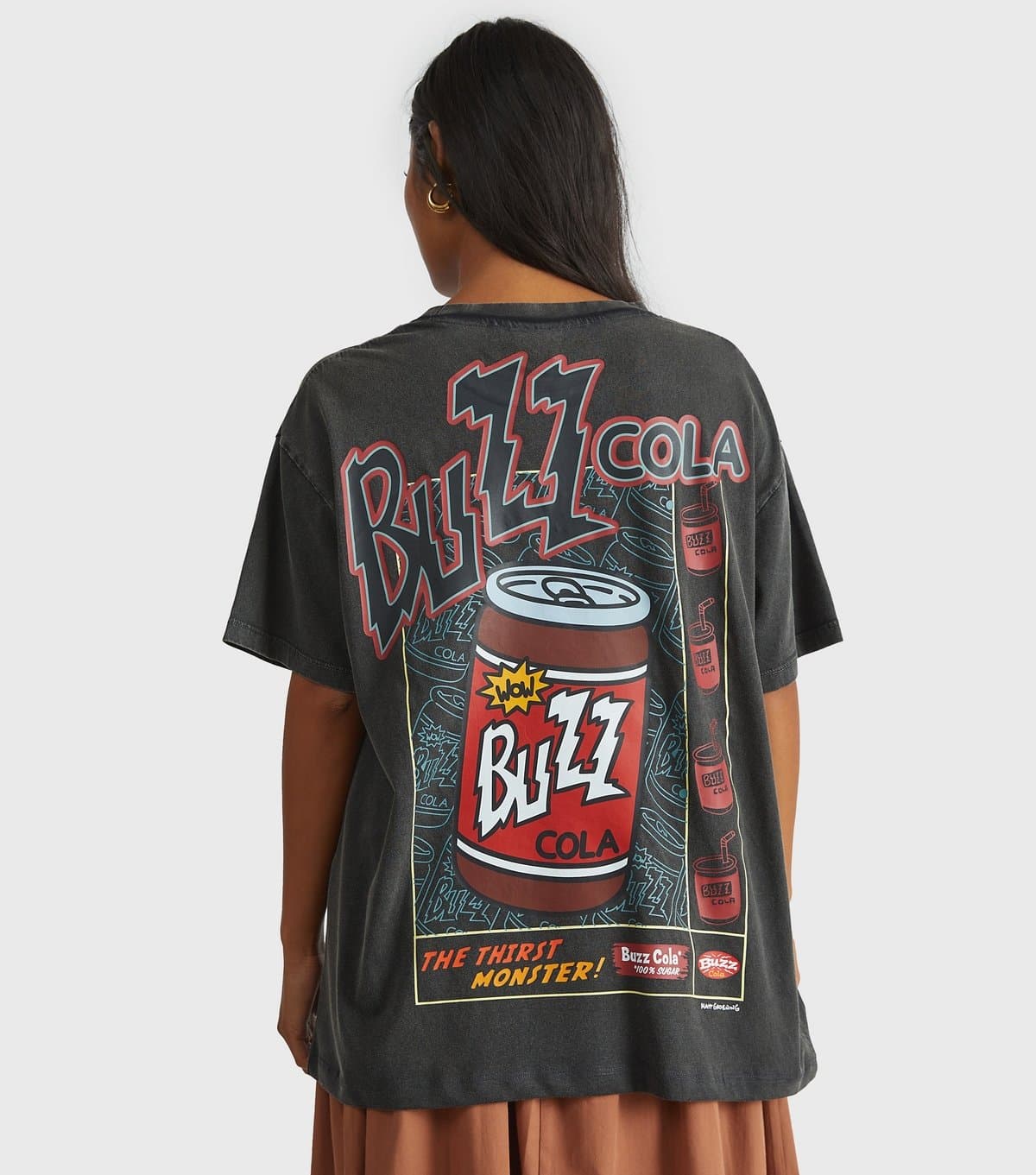Skinnydip Women's Grey The Simpsons Buzz Cola Print T-Shirt Skinnydip New Look