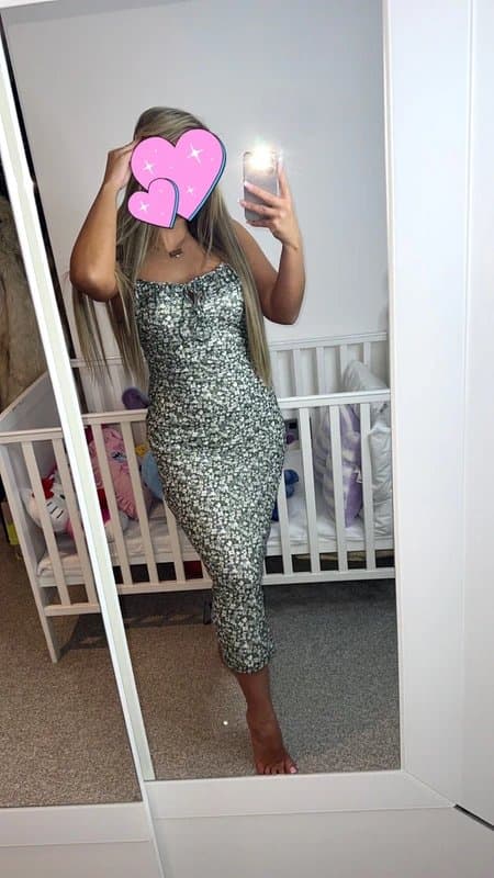 New Look Green ditsy floral print mesh midi dress