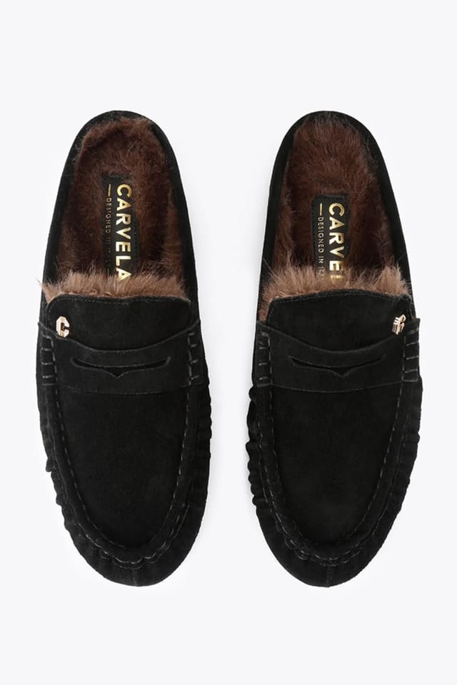 Carvela Carvela Women's 'Marigold Fur Mule' Suede Flats in Black - 2