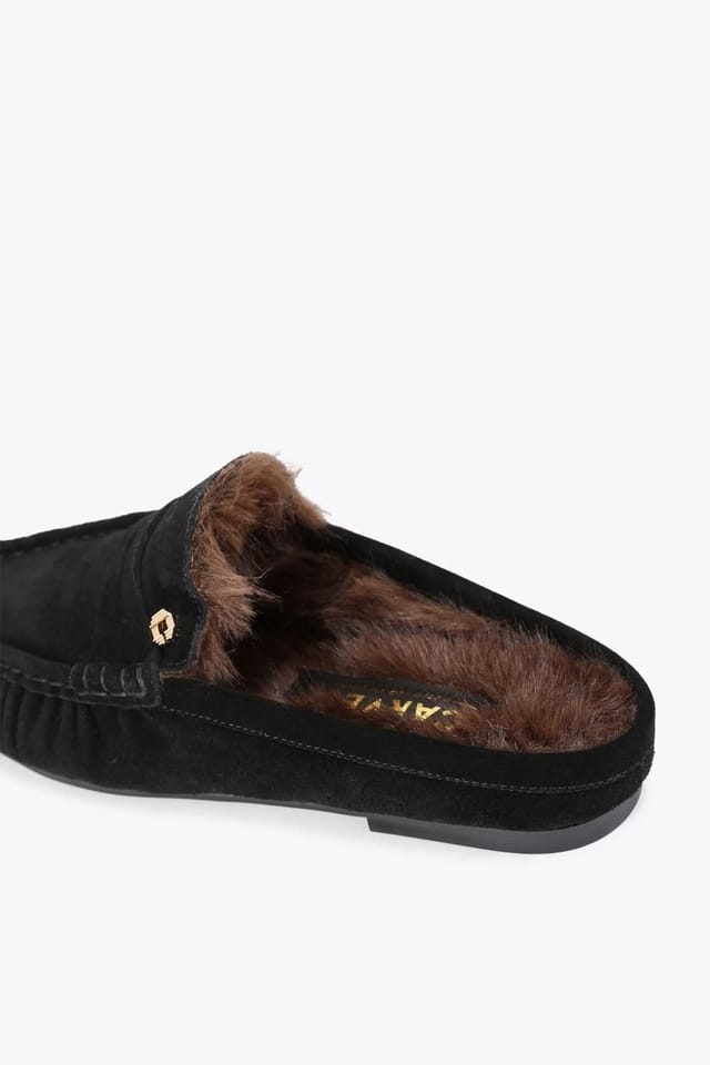 Carvela Carvela Women's 'Marigold Fur Mule' Suede Flats in Black - 3
