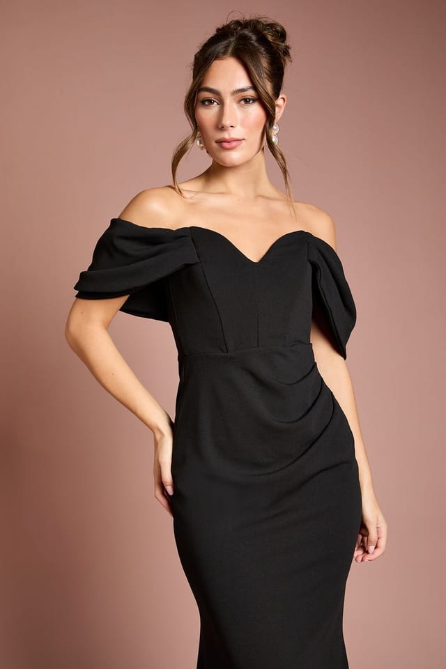 Coast Coast Women's Bardot Stretch Fishtail Maxi Dress in Black - 2