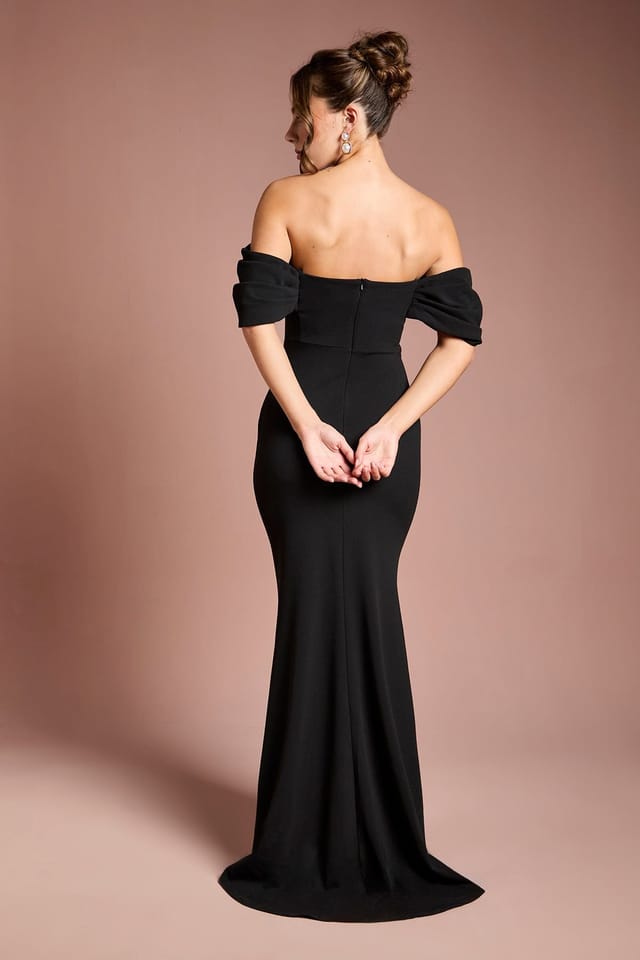 Coast Coast Women's Bardot Stretch Fishtail Maxi Dress in Black - 3