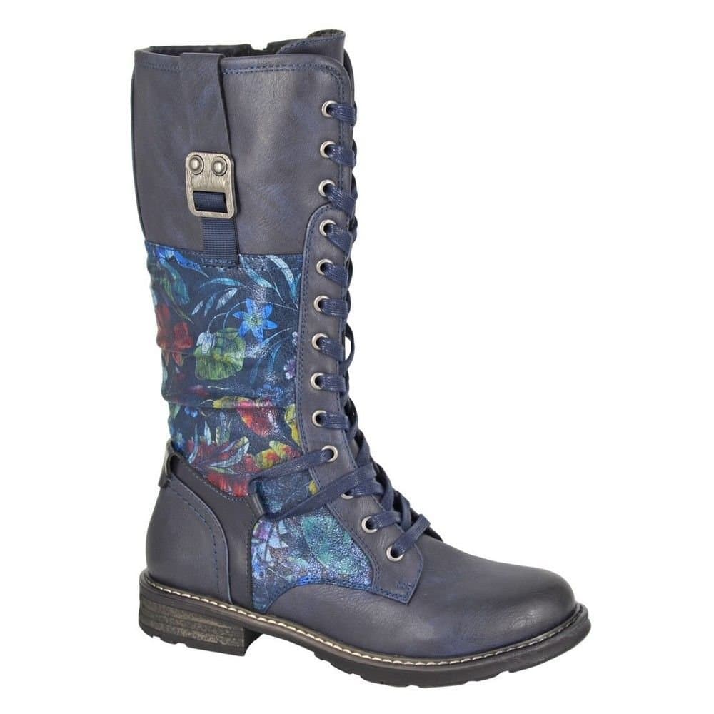 Cipriata Cipriata Men's Floral Calf Boots in Navy