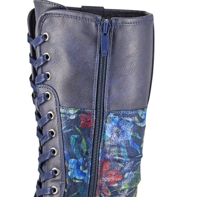 Cipriata Cipriata Men's Floral Calf Boots in Navy - 3