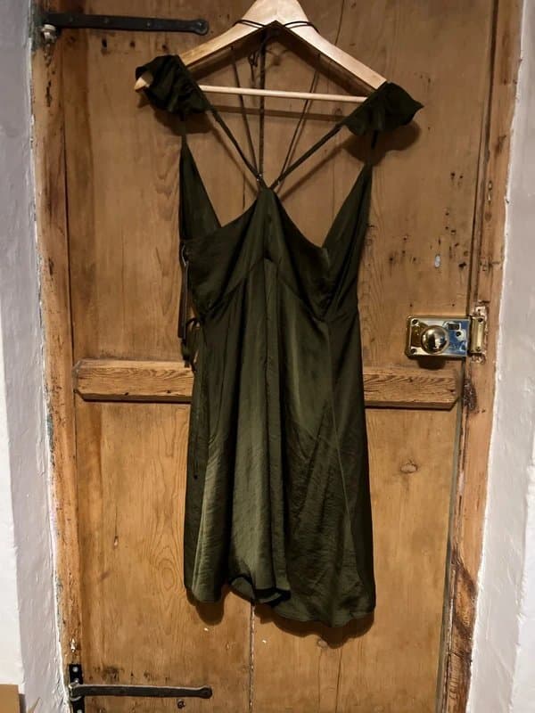 ASOS WYLDR sexy floaty summer mini dress khaki olive green