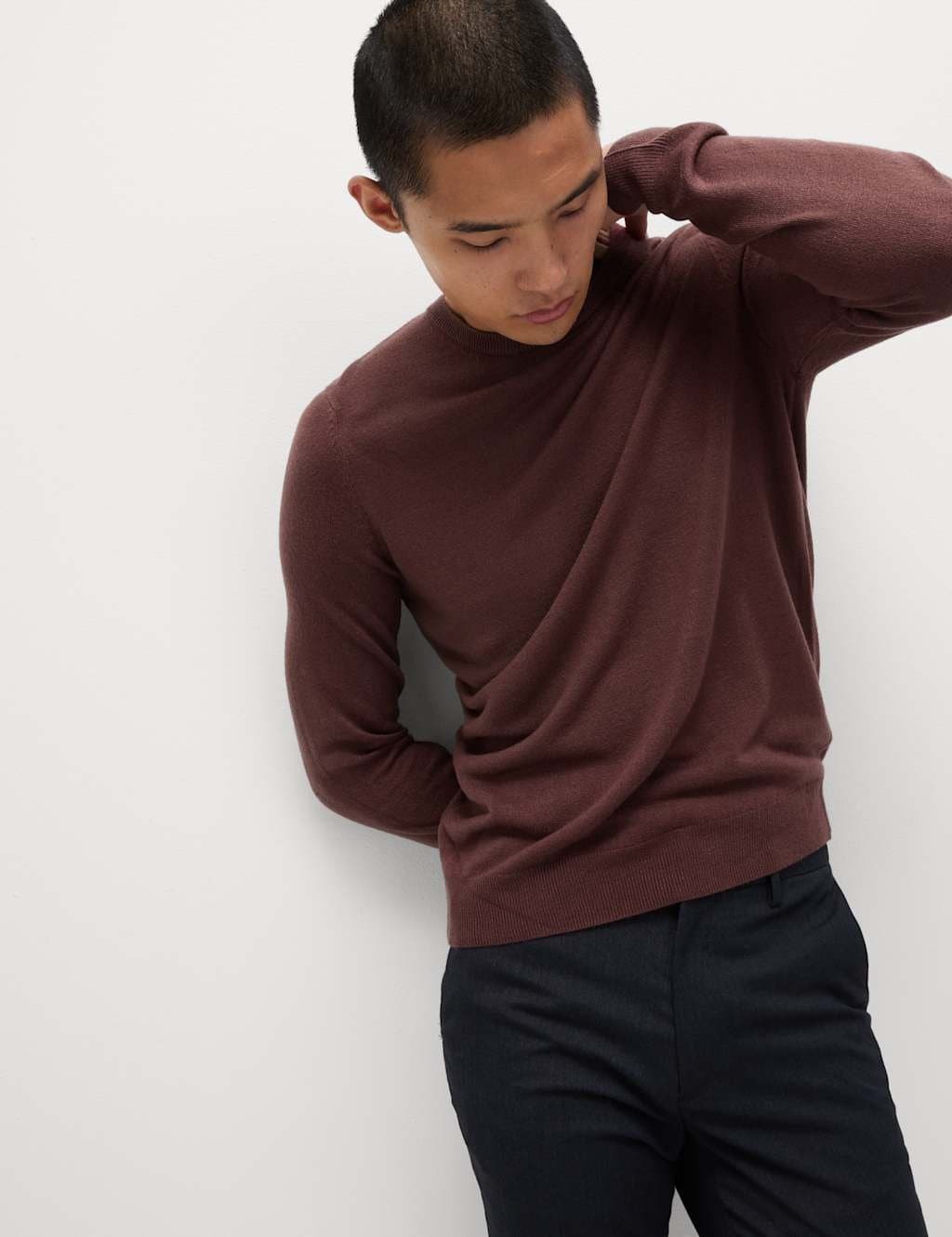 Marks & Spencer M&S Cashmilon™ Crew Neck Jumper Burgundy