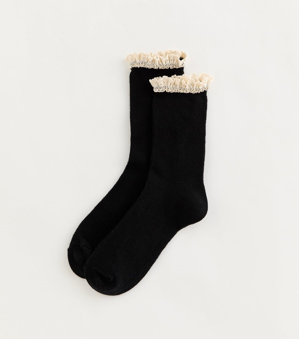 New Look New Look Black Crochet Trim Socks