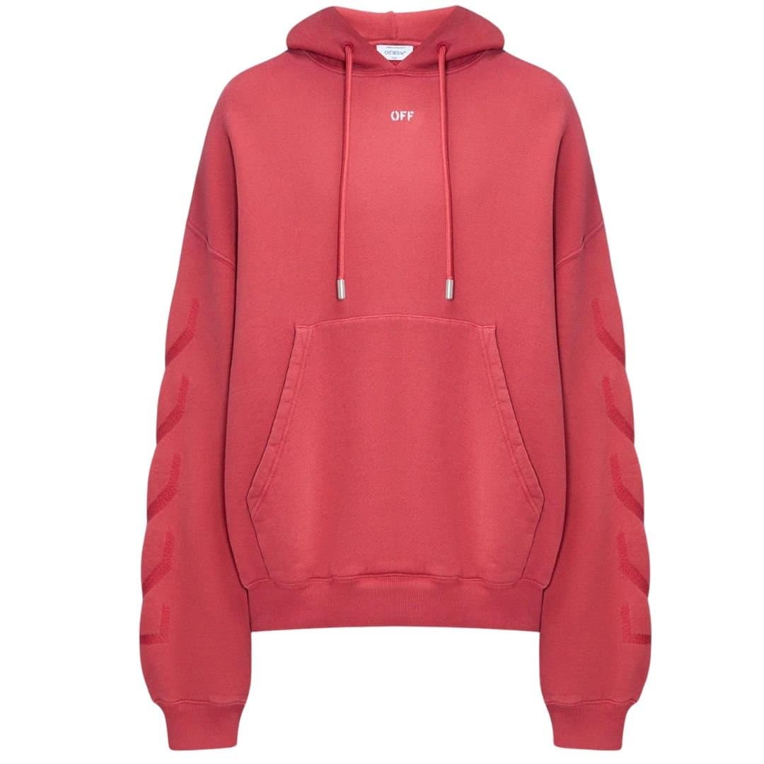 Off-White Off-White Men's St. Matthew Design Skate Fit Washed Red Hoodie