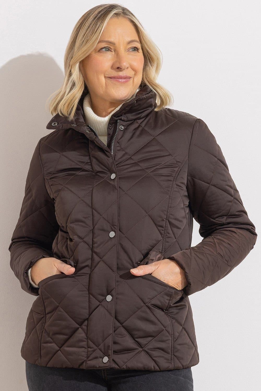 Anna Rose Anna Rose Women's Lightweight Quilted Jacket in Dark Brown