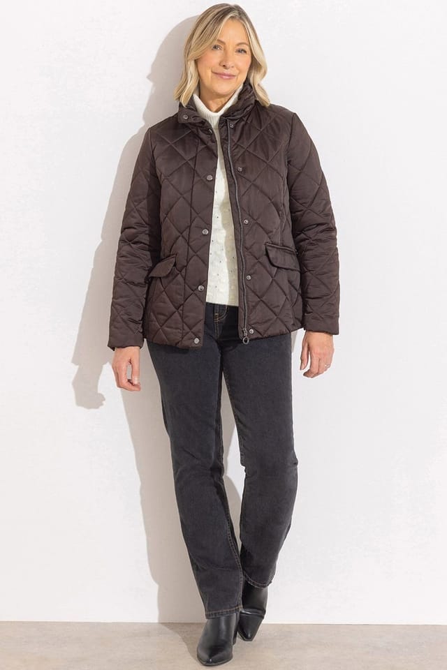 Anna Rose Anna Rose Women's Lightweight Quilted Jacket in Dark Brown - 2