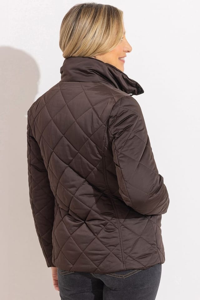 Anna Rose Anna Rose Women's Lightweight Quilted Jacket in Dark Brown - 3