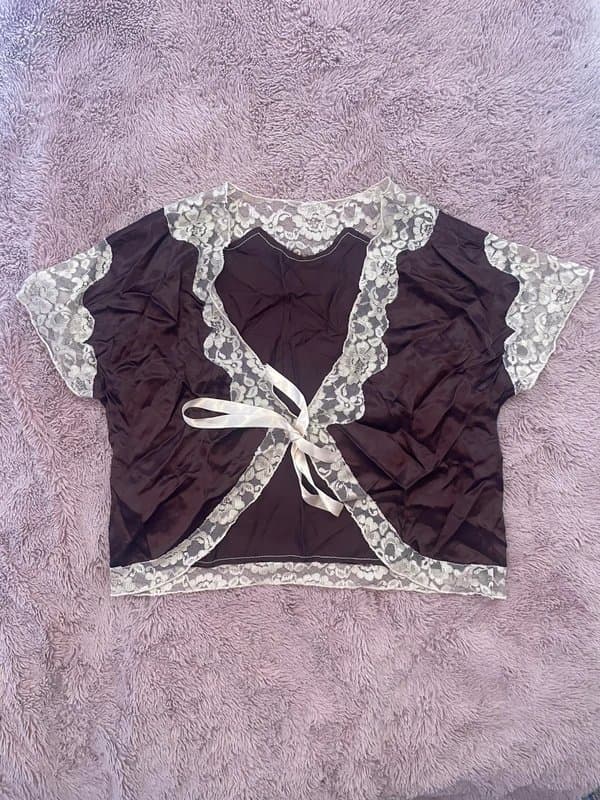Topshop Women’s Vintage Topshop Y2K Brown Lace Bolero Top Size M